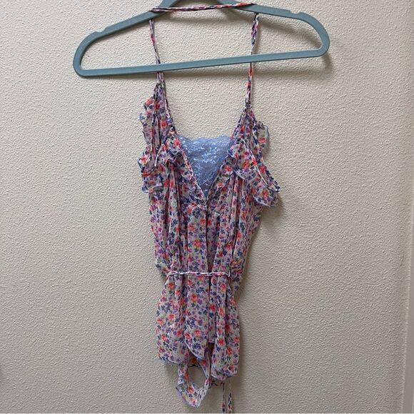 Victoria's Secret Purple Pink Floral Sheer Lingerie Playsuit Romper S - Picture 6 of 9